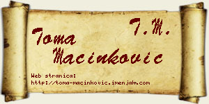 Toma Mačinković vizit kartica